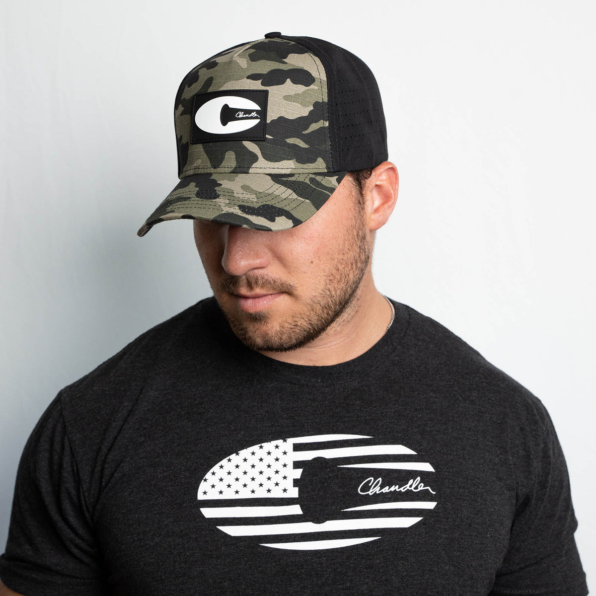 American Flag Logo Tee + Camo Snapback Bundle