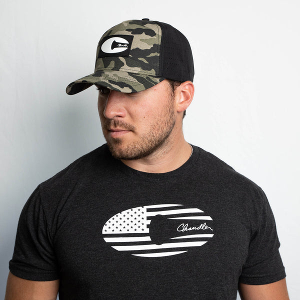 American Flag Logo Tee + Camo Snapback Bundle